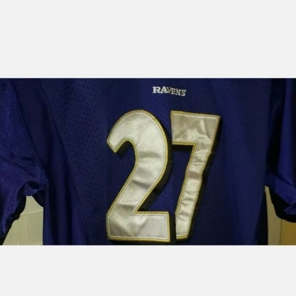 Baltimore Ravens #27 RAY RICE Reebok NFL Jersey Stitched YOUTH LARGE preowned - Picture 5 of 11